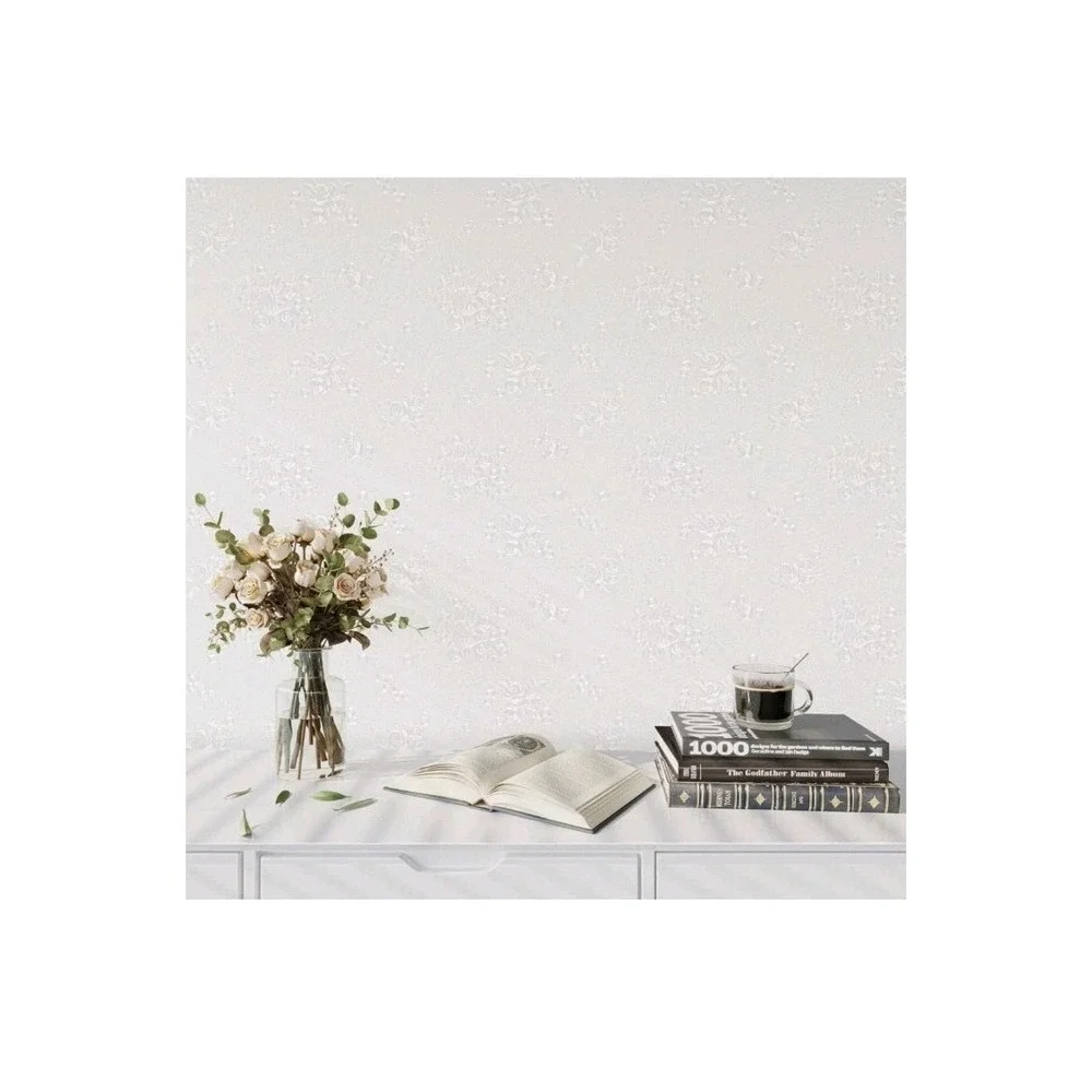 Tanone White Embossed Peel & Stick Vinyl Contact Paper 15.8